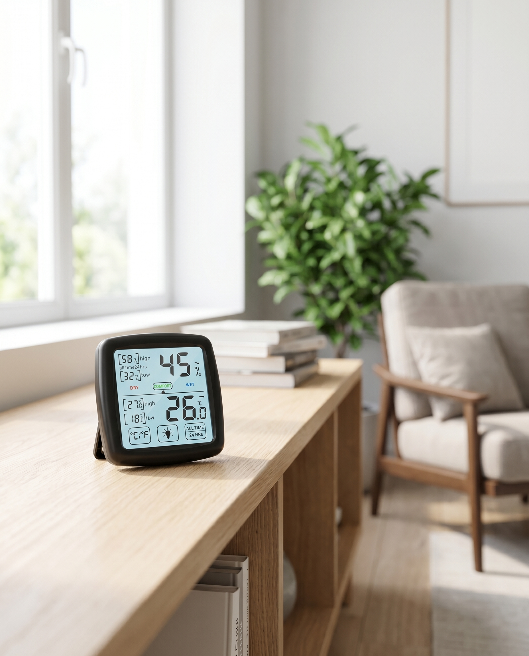 Thermomètre-hygromètre GrillSense dans un salon