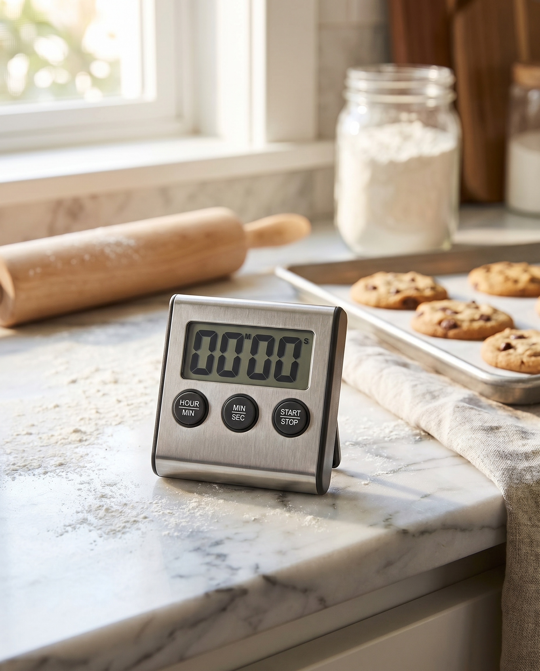 Minuteur inox GrillSense en pâtisserie
